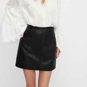 Free People Modern Femme Black Vegan Faux Leather Skirt